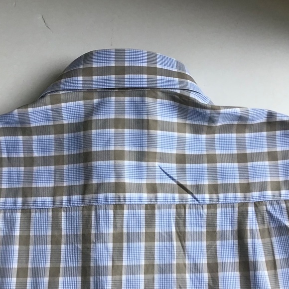 Erminegildo Zegna  Pale blue & green checks cotton shirt Sz L made in Italy 🇮🇹 - Picture 8 of 11